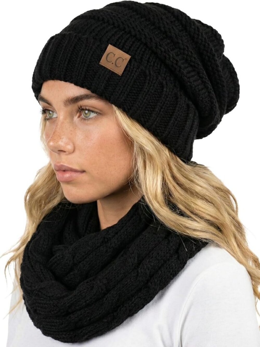 Cozy Slouchy Beanie & Infinity Scarf Set - Trendy Winter Accessories for Women